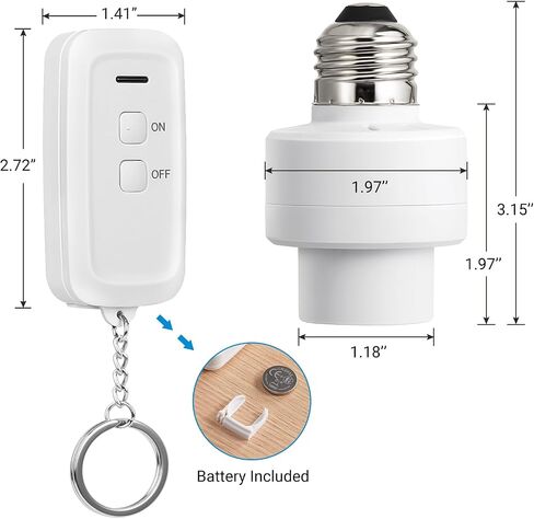 DEWENWILS Remote Control Light Socket, Wireless Remote Control Lamp Bulb Socket with Switch for Pull Chain Light Fixtures, 100FT Range, No Wiring Needed, ETL Listed(Shorter Version) in Saudi Arabia
