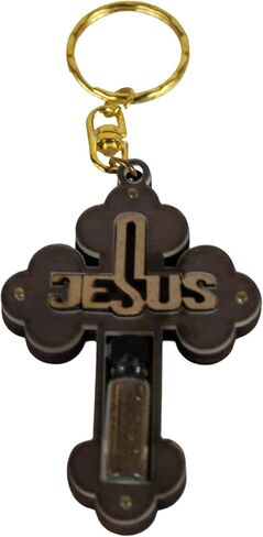 Holy Land Market Religious samples thick large Cross keys ring (7.5 x 5 cm - 3 x 2 inches) with Samples from the Holy Land in Saudi Arabia