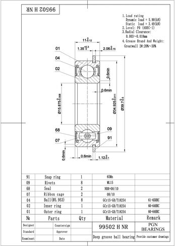 (10 Qty) PGN - 99502HNR Snap Ring & Sealed Ball Bearing - 5/8"x1-3/8"x7/16" - Replacement for Go Kart - Wheel Hub - Mini Bikes and Lawn Mowers in Saudi Arabia