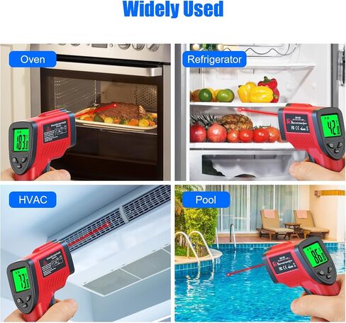 Upgrade Infrared Thermometer Gun -58°F~1112°F, Non-Contact Digital Laser Thermometer Gun, IR Temperature Temp Gun with Adjustable Emissivity & Max Measure for Cooking/BBQ/Fridge/Engine(Not for Human) in Kuwait