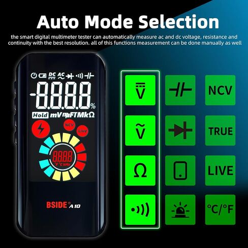 BSIDE Rechargeable Digital Multimeter Smart Electrical Tester 6000 Counts Auto Range Voltmeter Capacitance Diode Ohm Hz Duty Cycle Voltage Tester in Saudi Arabia