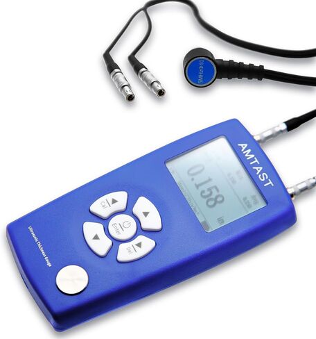 AMTAST Thickness Gauge Professional Digital Ultrasonic Thickness Tool Range 1.2~225mm 0.05-8.8inch LCD Meter Tester Measuring Tool in Kuwait