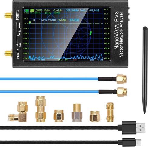GOOZEEZOO NanoVNA-H4 Vector Network Analyzer with 9 SMA Calibration 10KHz-1.5GHz HF VHF UHF Antenna Analyzer Measuring S Parameters, Voltage Standing Wave Ratio, Phase, Delay, Smith Chart(4 inch) in Kuwait