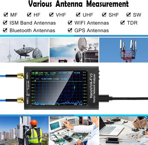 GOOZEEZOO NanoVNA-H4 Vector Network Analyzer with 9 SMA Calibration 10KHz-1.5GHz HF VHF UHF Antenna Analyzer Measuring S Parameters, Voltage Standing Wave Ratio, Phase, Delay, Smith Chart(4 inch) in Kuwait