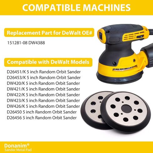 وسادة بديلة لآلة الصنفرة مقاس 5 بوصات مع دعامة معدنية، متوافقة مع DeWalt OE# 151281-08، تناسب DW421 DW423 DW4388 D26451 D26453 Porter Cable 343 382 Orbital Sander in Saudi Arabia