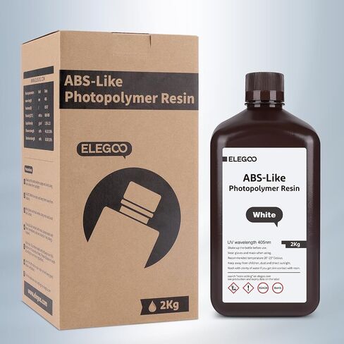 ELEGOO ABS-Like 3D Printer Resin, 405nm UV-Curing LCD Resin High Precision Fast Curing Non-Brittle Standard Photopolymer Resin for LCD Printing White 1000G in Saudi Arabia