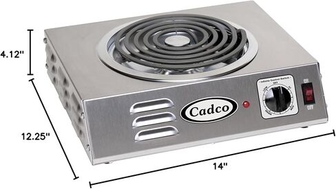 موقد كهربائي Cadco CSR-3T مقاس 14 بوصة مع (1) شعلة وعناصر تحكم لا نهائية، 120 فولت in Kuwait