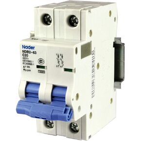 20A, 480V AC, 2 Pole, DIN Rail Mount Miniature Circuit Breaker, Trip Curve: C, UL1077 in Kuwait