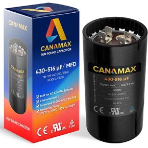 مكثف Canamax 430-516 فائق التوهج/MFD 110-125 VAC ±20% فولت - بديل للمحركات الكهربائية أحادية الطور in Kuwait