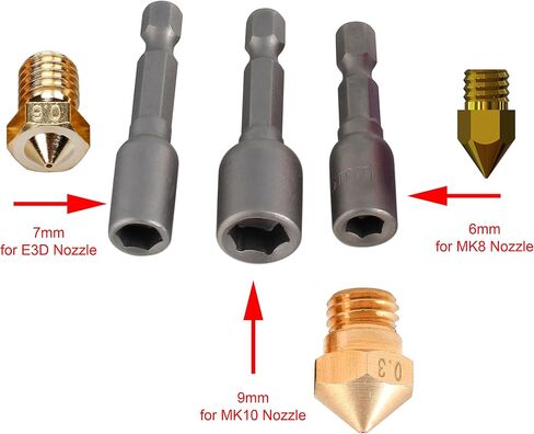 BIAOBIAO 3D Printer MK8 Nozzles CR-10 Nozzle + 4 DIY Tools for 3D Printer Nozzle Change Replacement in Kuwait