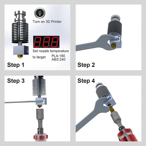 BIAOBIAO 3D Printer MK8 Nozzles CR-10 Nozzle + 4 DIY Tools for 3D Printer Nozzle Change Replacement in Kuwait