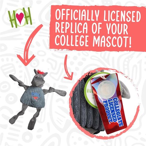 HuggleHounds Officially Licensed College Mascot Squeaky Dog Toy for Aggressive Chewers - Plush Corduroy Dog Toys - Soft Extra Durable Stuffed Pet Toy | University of Nebraska Lil Red, Large in Saudi Arabia