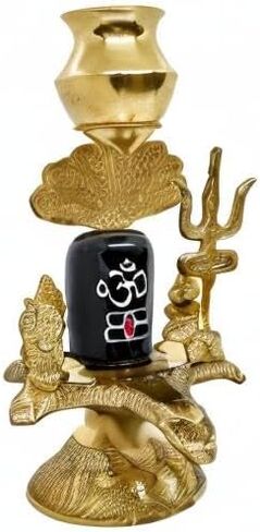 SATVIK Brass Shivalingam Shri Kartikey Shri Ganesh Mata Parvati Shri Nandi Sampoorna Shiv Parivaar with Trishul and Water Pouring Lota (9 INCH.) in Saudi Arabia