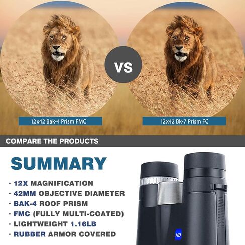 AYRAVIIO 12 × 42 مناظير للبالغين مع حامل للهواتف الذكية وحامل ثلاثي القوائم، هدايا عيد ميلاد للرجال والأب والزوج، تلسكوب مناظير عالي الطاقة مع رؤية مشرقة وكبيرة، أدوات لمراقبة الطيور in Kuwait