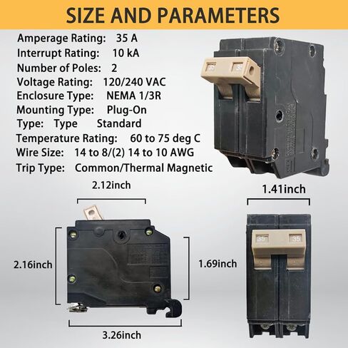 CH120 1-Pole 20-Amp Circuit Breaker, Type CH 3/4-Inch Plug-On Molded Case Circuit Breaker, Thermal Magnetic Protection, 10 KAIC, 120/240V, Fit for Cutler Hammer Load Centers (5 Years Warranty) in Kuwait
