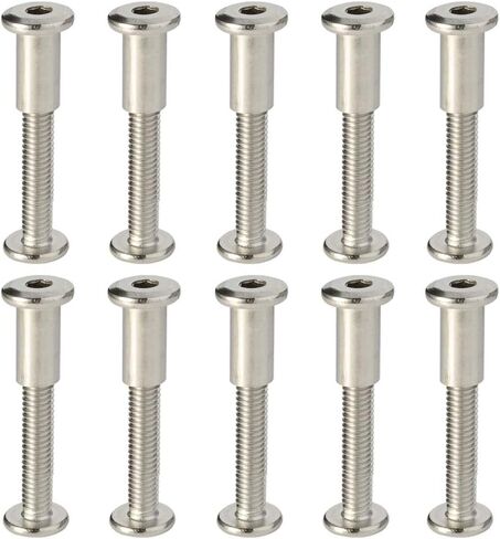 M6 x 16mm Socket Cap Furniture Bolts with Barrel Nuts for Furniture Cots Beds Crib and Chairs, Stainless Steel 18-8 (304), 10 Sets in Saudi Arabia