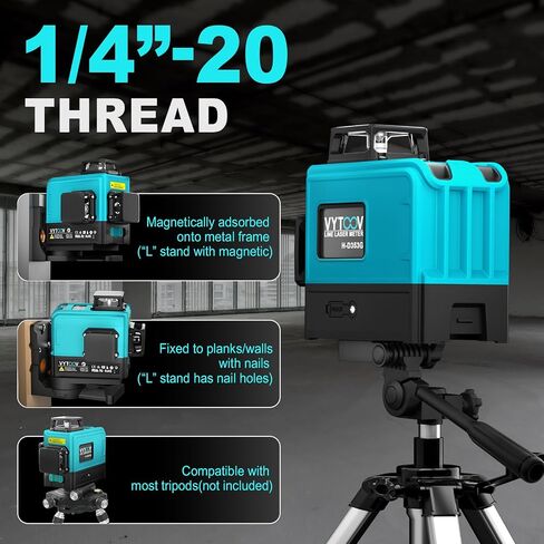 مستوى الليزر الذاتي التسوية 3x360، أداة مستوى 12 خطًا ثلاثية الأبعاد ليزر أخضر متقاطع للمشروع/التجديد/البناء قياس مستوى الليزر القابل لإعادة الشحن، حامل مغناطيسي، كابل من النوع C، حقيبة حمل VYTOOV in Kuwait