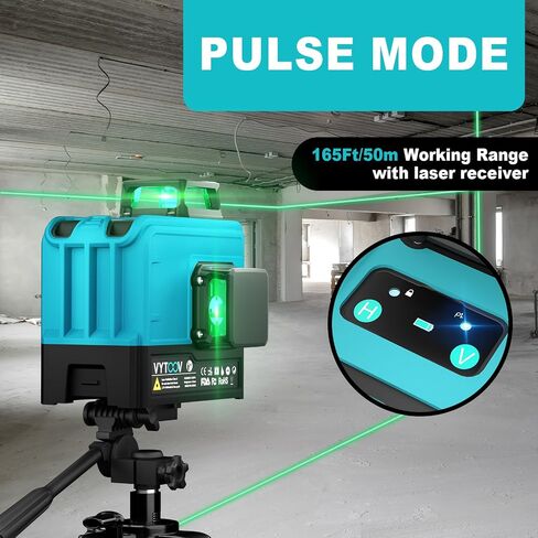 مستوى الليزر الذاتي التسوية 3x360، أداة مستوى 12 خطًا ثلاثية الأبعاد ليزر أخضر متقاطع للمشروع/التجديد/البناء قياس مستوى الليزر القابل لإعادة الشحن، حامل مغناطيسي، كابل من النوع C، حقيبة حمل VYTOOV in Kuwait