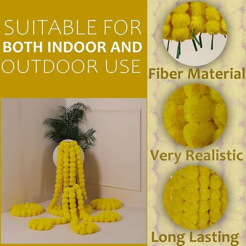 THE ART BOX 5 Pcs - 4.5 Feet Orange Artificial Marigold Garlands Halloween Diwali Decorations Wedding Fake Flowers Strands Fall Hanging Christmas India Festival Decor in Kuwait