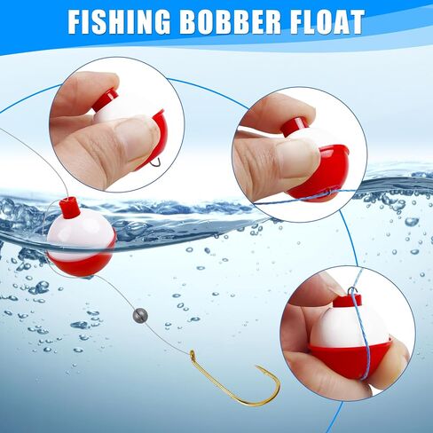 JOGFFDE Fishing Bobbers Floats Assortment - 15PCS Round Fishing Bobbers ABS Fishing Bobber Bulk Snap on Float Red White Bobbers Push Button Bobbers in Saudi Arabia