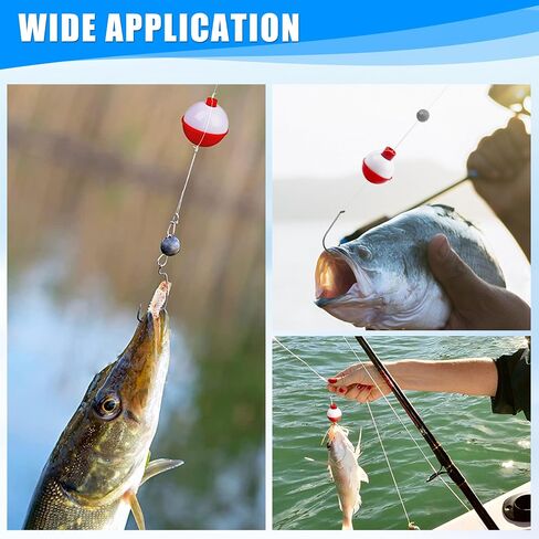 JOGFFDE Fishing Bobbers Floats Assortment - 15PCS Round Fishing Bobbers ABS Fishing Bobber Bulk Snap on Float Red White Bobbers Push Button Bobbers in Saudi Arabia