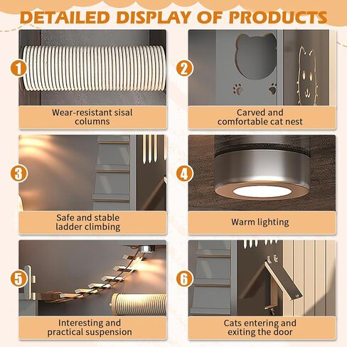 بيت القطط الخشبي قفص كبير للقطط مع عمود خدش، حاوية خشبية للقطط داخلية/خارجية مع عجلات، شقة مغلقة متعددة الميزات للقطط الداخلية وأبواب زجاجية للتهوية، 50 بوصة × 36 بوصة × 24 بوصة in Kuwait
