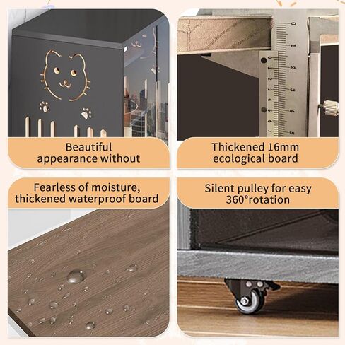 بيت القطط الخشبي قفص كبير للقطط مع عمود خدش، حاوية خشبية للقطط داخلية/خارجية مع عجلات، شقة مغلقة متعددة الميزات للقطط الداخلية وأبواب زجاجية للتهوية، 50 بوصة × 36 بوصة × 24 بوصة in Kuwait