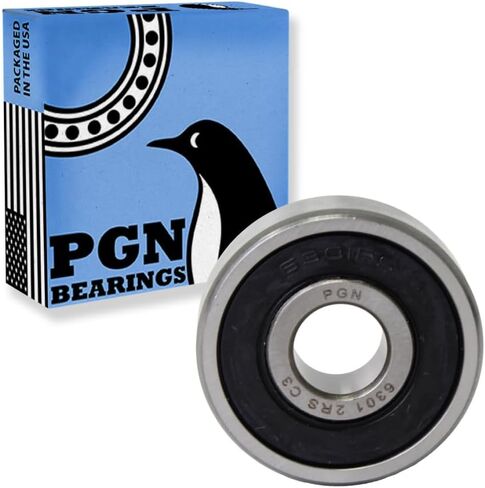 PGN (10 Pack) 6301-2RS Bearing - Lubricated Chrome Steel Sealed Ball Bearing - 12x37x12mm Bearings with Rubber Seal & High RPM Support in Saudi Arabia