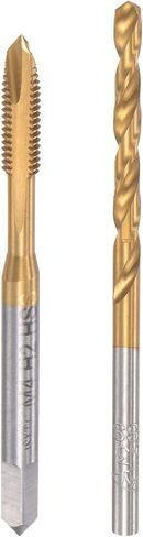 uxcell M5 x 0.8 Spiral Point Thread Tap and 4.2mm Twist Drill Bit Set, Metric Titanium Plated 6542 High Speed Steel Machine Screw Thread Tap Threading Tool in Kuwait