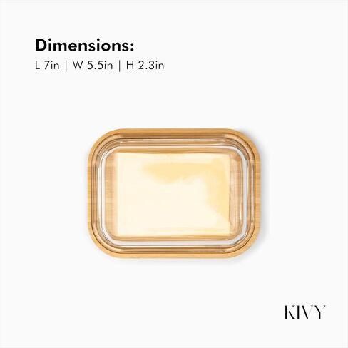 KIVY Glass butter dish with airtight lid that keeps butter soft - For countertop and refrigerator door shelf - Butter tray with lid fridge - Butter holder for counter - Covered butter dishes with lid in Kuwait