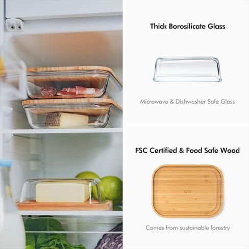 KIVY Glass butter dish with airtight lid that keeps butter soft - For countertop and refrigerator door shelf - Butter tray with lid fridge - Butter holder for counter - Covered butter dishes with lid in Kuwait