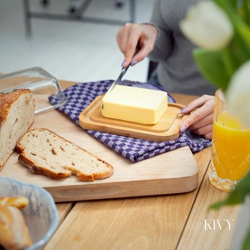 KIVY Glass butter dish with airtight lid that keeps butter soft - For countertop and refrigerator door shelf - Butter tray with lid fridge - Butter holder for counter - Covered butter dishes with lid in Kuwait