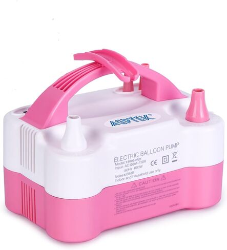AGPtEK Electric Air Balloon Pump with Built-in Tying Tool, 110V 600W Pink and White Portable Dual Nozzle Inflator/Blower for Party Decoration-with Tying Tool on Handle in Saudi Arabia