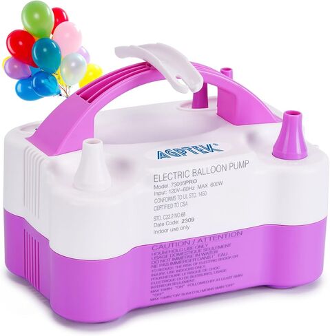 AGPtEK Electric Air Balloon Pump with Built-in Tying Tool, 110V 600W Pink and White Portable Dual Nozzle Inflator/Blower for Party Decoration-with Tying Tool on Handle in Saudi Arabia