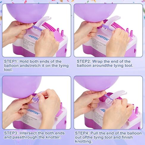 AGPtEK Electric Air Balloon Pump with Built-in Tying Tool, 110V 600W Pink and White Portable Dual Nozzle Inflator/Blower for Party Decoration-with Tying Tool on Handle in Saudi Arabia