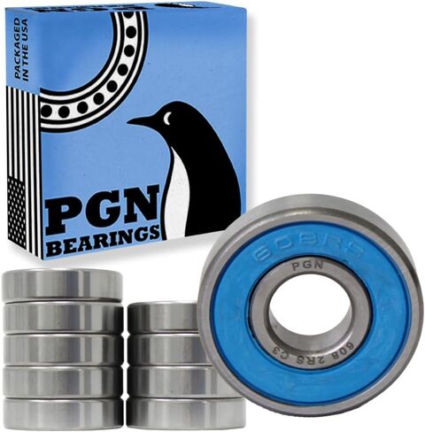 محمل PGN (10 عبوات) 608-2RS - محمل كروي مختوم من الصلب الكروم المشحم - محامل 8x22x7 مم مع ختم مطاطي ودعم دورة في الدقيقة العالية in Kuwait