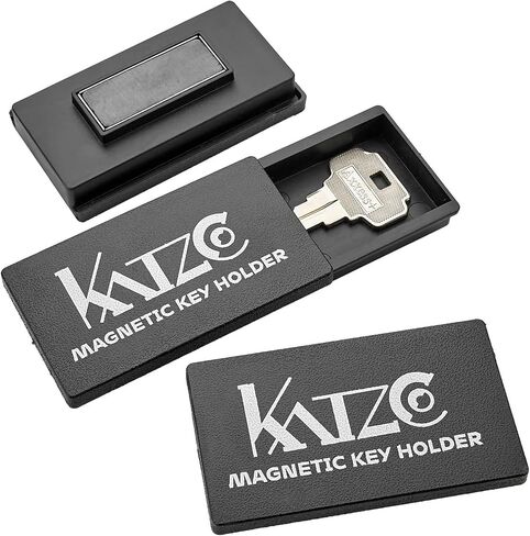 حامل مفاتيح مغناطيسي من Katzco - 3 عبوات - 1.25 × 2.75 بوصة - حافظات بلاستيكية سوداء متينة مع مغناطيس قوي - للمقصورات الآمنة، ومفاتيح السيارة الإضافية، والمنزل، والمزيد in Kuwait