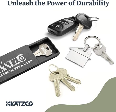 حامل مفاتيح مغناطيسي من Katzco - 3 عبوات - 1.25 × 2.75 بوصة - حافظات بلاستيكية سوداء متينة مع مغناطيس قوي - للمقصورات الآمنة، ومفاتيح السيارة الإضافية، والمنزل، والمزيد in Kuwait