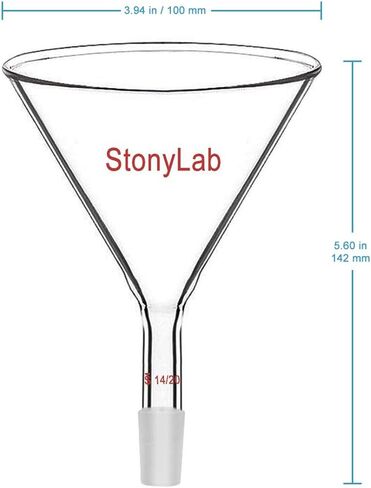 StonyLab Glass Short Stem Powder Funnel with 100 mm Top O.D. and 19/22 Inner Joint Filter Funnel Glass Funnel in Kuwait
