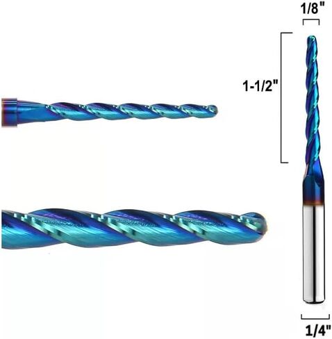 HZBIAO 3 الناي مدبب الكرة الأنف CNC راوتر بت نهاية المطاحن الصلبة كربيد دوامة قطع 2D و 3D نحت بت 1/4 بوصة عرقوب مع 1/8 قطر SQ333 in Kuwait