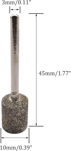 20Pcs Diamond Grinding Bits, 5mm Cylinder Head, 3mm Shank, 45mm Long Diamond Coated Burr Mounted Point in Kuwait