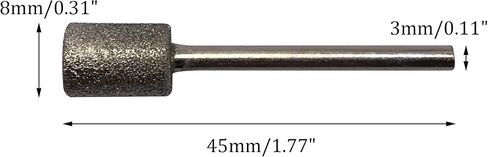 20Pcs Diamond Grinding Bits, 5mm Cylinder Head, 3mm Shank, 45mm Long Diamond Coated Burr Mounted Point in Kuwait