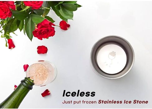IPUJAN Wine Chiller Bucket with Stainless Ice Stone - Champagne Bucket for 750ml Single Bottle Cold up to 5 Hours - Iceless Insulated Double Walled White Wine Cooler Bucket in Saudi Arabia