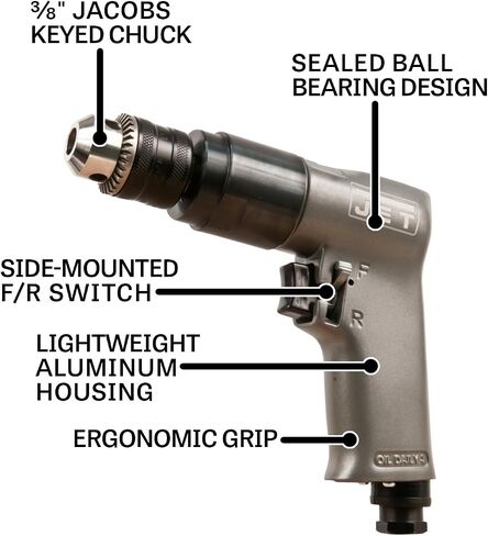 JET JAT-620, 3/8-Inch Pneumatic Reversible Drill (505620) in Saudi Arabia