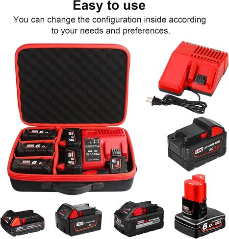 حافظة حامل تخزين بطاريات كبيرة جدًا من ZLWAWAOL لبطارية وشاحن Dewalt 20V 60V 12V 18V Max، صندوق حمل بطاريات الأدوات، يحمل بطاريات 20V 60V 2.0/3.0/4.0/5.0/6.0/9.0 أمبير (حقيبة فقط) in Kuwait