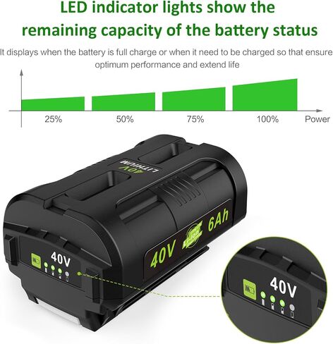 TREE.NB OP4060 40V 6.0Ah Lithium Battery Replacement for All Ryobi 40-Volt Power Tools OP4015 OP40201 OP40261 OP4030 OP4040 OP40401 OP4050 OP40501 OP4050A OP40601 OP4060A RY40200 RY40403 RY40204 in Kuwait