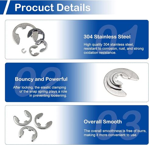 MroMax حلقات تثبيت دائرية خارجية على شكل حرف C ومشبك تثبيت على شكل حرف C من الفولاذ المقاوم للصدأ 304، فضي 100 قطعة in Kuwait