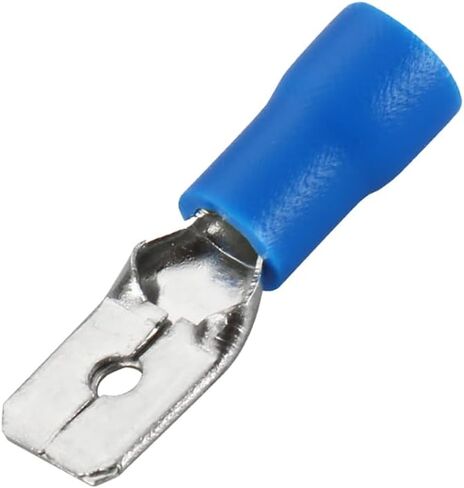 Baomain Male Quick disconnects Vinyl Insulated Spade Wire Connector Electrical Crimp Terminal 16-14AWG 6.3mm Blue MDD 2-250 Pack of 100 in Saudi Arabia