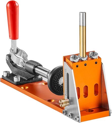VEVOR Pocket Hole Jig، 56 قطعة نظام ثقب الجيب الصغير مع مشبك C 9 بوصة، مثقاب خطوة، مفتاح ربط، حلقة إيقاف الحفر، لقمة محرك مربعة، ومسامير، لمشاريع النجارة DIY in Kuwait