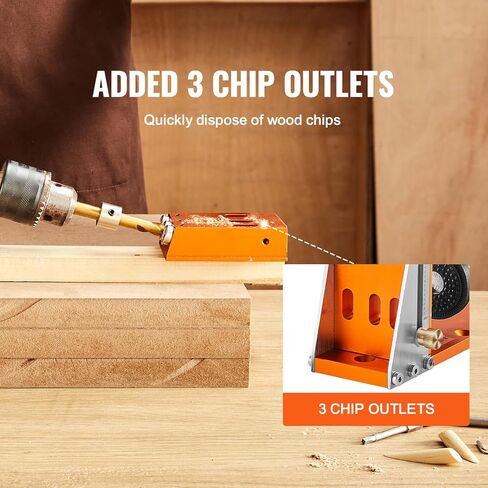 VEVOR Pocket Hole Jig، 56 قطعة نظام ثقب الجيب الصغير مع مشبك C 9 بوصة، مثقاب خطوة، مفتاح ربط، حلقة إيقاف الحفر، لقمة محرك مربعة، ومسامير، لمشاريع النجارة DIY in Kuwait